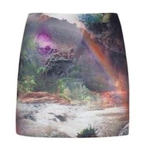 NEW Ted Baker London Silloh Rainbow Waterfall Mini Skirt Size 3 or Size 8 Medium - Picture 4 of 12